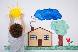 kid drawing house