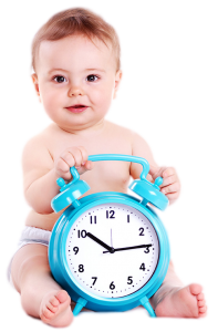 baby with clock
